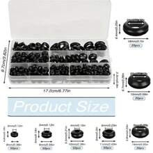 260 Pieces Black Double-Sided Rubber O-Ring Gasket, Insulating Material Cable Seal Kit, Suitable For Homes, Cars And Cables - Waterproof Wire Cover, Storage Box, Multiple Sizes