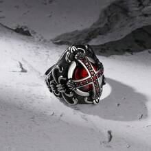 A Fashionable Versatile High-End Gothic Cross Stainless Steel Ring Dominant Ring Crown Ring Suitable For Men And Women Universal Daily Wear Accessories - Đỏ - Xem 8