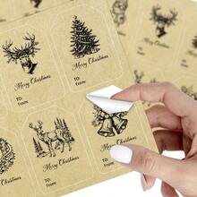 Vintage Merry Christmas Gift Tags Set Of 15 - Rustic Kraft Paper Labels With Hand-Drawn Reindeer, Santa Claus, Ornamented Pine Trees, Holly Wreaths & Jingle Bells Designs, Writable To/From Fields For Holiday Wrapping, DIY Crafts & Festive Presents