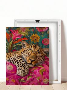 1pc Vintage Walking Tiger Wall Art Black And White Tropical Animals Canvas Print Minimalist Exotic Wall Art, Funny Tiger In Bathtub Wall Art, Sleeping Leopard Colorful Wall Art,Bedroom Decor, Living Room Decor, Office Decor, Bathroom Decor,Wall Arts, Wall Decor, Home Decor, Room Decor, Canvas Wall Art, Posters, Wall Art With Frame, Optional Frame ﻿ - Multicolor - View 9