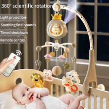 Remote Control Baby Crib Mobile With Projection, Music And Night Light Function | ABS Animal Shaped Rotating Toy | Soothing Lullaby To Help You Sleep Peacefully And Relax | Ideal Newborn Gift