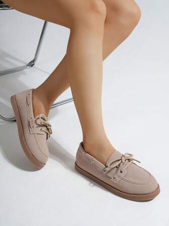 Vintage Apricot Suede Brogues, Versatile Lace-Up Casual Shoes For Daily Wear