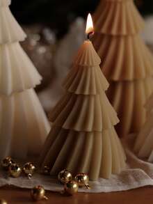 1pc 9cm/11cm High Ins Style Christmas Tree Candle, Spiral Shaped Soy Sented Candles,Home Decor, Decoration,Room Decor,Home Decor,Bestfriend Gifts,Gift For Woman - Multicolor - View 5