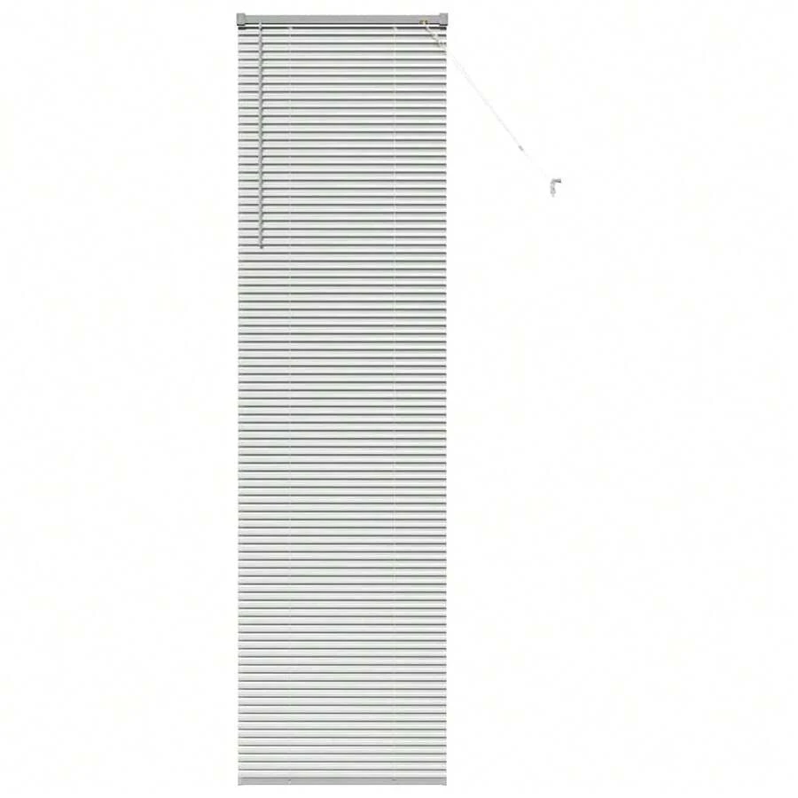 Persianas con cortinas manuales de aluminio plateado. - Plateado - Ver 1