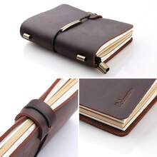Robrasim Cuaderno de viaje rellenable hecho a mano, para hombres y mujeres, perfecto para escribir, regalos, viajeros, tamaño pequeño de 13 x 10, color café - 1 - Ver 4