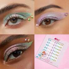 ColourPop  Face Jewels Sticker Sheet Individual Reusable Rhinestones For Face And Body SelfAdhesive And Easily Removable Includes Blue Pink Purple Green Orange Crystals 1 Count - như hình ảnh - Xem 4