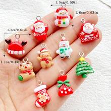 10/20 sztuk eleganckich żywicy w kształcie Świętego Mikołaja, Bałwana, Głowy Jelenia, Piernikowego Ludzika, zawieszek w kształcie choinki - nadaje się do naszyjnika, bransoletki, kolczyków, breloka i ozdoby torebki - z otworem ułatwiającym mocowanie, idealny dodatek do prezentu - wybór prezentów świątecznych