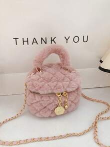 1pc Mini Cute Coin Purse, Fluffy Bucket Bag For Autumn/Winter, Chain Shoulder Crossbody Bag, Suitable For Parent-Child Interaction, Multiple Colors Available, Ideal For Travel, Shopping, And As A Gift For Halloween, Thanksgiving, Christmas - Best Seller - Chain Bucket Bag - View 11