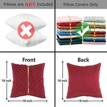 Navy Blue Velvet Throw Pillow Covers 18 X 18 Inch Pack Of 2 With Gold Leather Decor For Couch, Luxury Modern Pillowcases For Living Room, Bedroom Sofa Cushion Bed - 紅色 - 查看 11