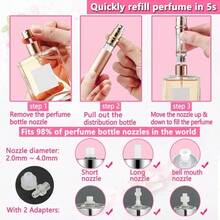 Travel Perfume Bottle Refillable Atomizer - 2 - Pack 5ML, Pocket Perfume Dispenser, Leakproof Portable Sprayer Black Gold - Đen & Vàng - Xem 4