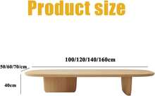 Oval Solid Wood Coffee Table, Wood Oval Coffee Table With 2 Legs Side Table End Table, Modern Simple Sofa Side Table, Modern Round Coffee Tables Living Room For Living Room(Wood Color,140x60x40cm),23097346 - 咖啡棕 - 查看 5