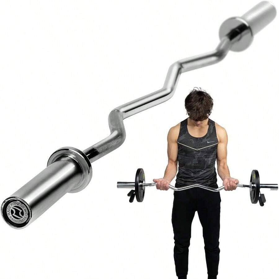EZ Curl Bar U2013 47 Inch, 2 Inch 17lbs Alloy Steel With Nylon Bushings EZ Bar With 400lbs Capacity U2013 Home Gym Curling Bars Weightlifting Other Upper Lower Body Movements