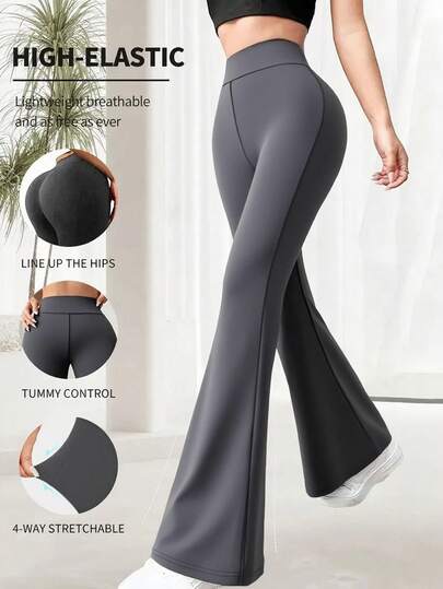 Lässige Hosen, Leggings, Hohe Taille Sporthosen, Sommer Weite Bein Yoga Lauf Training Schlaghosen, Elastischer Bund, Dehnbare Arbeitshosen, Skinny Hosen