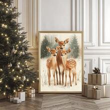 1 Peça Pintura de Rena Rudolph de Natal, Cervo de Natal Caprichoso, Arte de Parede de Natal com Nariz Vermelho, Pôster Vintage Atmosférico de Rudolph, Arte Rústica, Arte em Tela, Pôsteres para Quarto, Decoração Doméstica, Decoração de Quarto Estética, Itens de Decoração de Quarto. Moldura Opcional