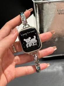 1 Piece Of Women's Cute Cat Wristband Metal Watch Strap Compatible With 38/40/41/42/44/45/46/49mm Compatible With Apple Watch Strap Ultra/Se10/9/8/7/6/5/4/3/2/1 - Kitten - View 13