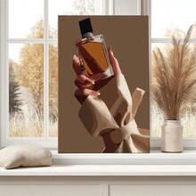 1pc Solid Wood Frame Luxury Perfume Bottle Wall Art, Feminine Hand Holding Fragrance, Fashion Theme Canvas Posters & Prints, Large Canvas Wall Art, 2D Flat, Easy Hang Tabletop Or Wall Display, For Halloween, ChristmasGifts, Bedroom, Living Room, Decoration Ready To Hang - Nhiều màu - Xem 2