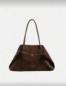 1pc Autumn/Winter Fashion Versatile Classic New Retro High-End Suede Tote Bag, Large Capacity Casual Commuter Shoulder Handbag, Suitable For Women Shopping, Party, Gift, Bags For Ladies Fashionable, New Fall Fashion 2025 For Women - 咖啡棕 - 查看 3