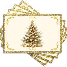 4 Stücke/6 Stücke rote Kiefernbaum-förmige Zierkugeln, Weihnachtsthema waschbare Tischsets für Zuhause, Weihnachts-Küchen- und Esszimmer-Dekoration, 12x18 Inches