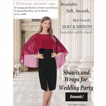 Baoqiya Women's Capelet Shawls And Wraps For Evening Dresses Soft Bridesmaid Shawl Chiffon Cape Wedding Cover Up{"Color_name":"WineRed"} - 酒紅色 - 查看 4
