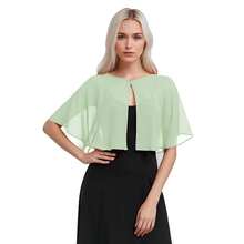 Women's Soft Chiffon Capelets Shawls And Wraps For Evening Wedding Cape Bole Cover Up{"Color_name":"SageGreen"} - 鼠尾草綠 - 查看 1