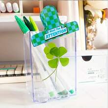 Tarjeta postal de trébol de cuatro hojas transparente, adecuada para aniversario, Acción de Gracias, Pascua - Marcador de libros floral, decoración de regalo, papelería para vacaciones, estilo minimalista y elegante, foto visible