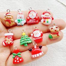 10/20 sztuk eleganckich żywicy w kształcie Świętego Mikołaja, Bałwana, Głowy Jelenia, Piernikowego Ludzika, zawieszek w kształcie choinki - nadaje się do naszyjnika, bransoletki, kolczyków, breloka i ozdoby torebki - z otworem ułatwiającym mocowanie, idealny dodatek do prezentu - wybór prezentów świątecznych