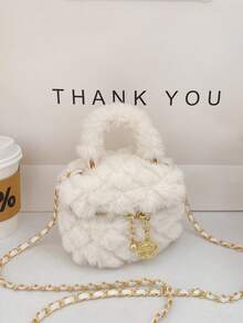 1pc Mini Cute Coin Purse, Fluffy Bucket Bag For Autumn/Winter, Chain Shoulder Crossbody Bag, Suitable For Parent-Child Interaction, Multiple Colors Available, Ideal For Travel, Shopping, And As A Gift For Halloween, Thanksgiving, Christmas - Best Seller - Chain Bucket Bag - View 4