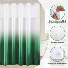 Waffle Weave Shower Curtain With Snap-In Fabric Liner Set, Hotel Style, Slub Textured Shower Curtain, 12 Metal Hooks Included, Waterproof & Washable Heavyweight Fabric, Green, 72" W X 72" H{"Color_name":"WaffleGreen","Size_name":"72\"Wx72\"L(Packof1)"} - 多色21 - 查看 4
