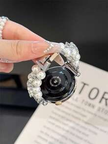 Diamond Studded Cat Eye Stone Bead Metal Bracelet Strap Suitable For Galaxy Watch 7/6/5/4 Strap 40 Mm 44mm 47mm 46mm 41mm,Galaxy Watch 5 Pro 45mm,Galaxy Active 2,Galaxy The Watch 3,18/20/22mm, Compatible With HW Watch 5/4/3/2/1 And GT5/4/3/2, As Well As HW Watch Fit3/Fit4 And HW Band 8/9/10NFC - Silver - View 7