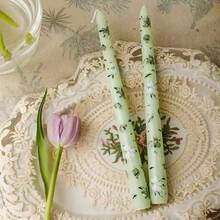 2pcs Printed Taper Candles - 9.84 Inches, Assorted Patterns, Suitable For Wedding Banquet Table Decor, Holiday Ambiance, Home Decor And Holiday Party Decoration - Multicolor - View 12
