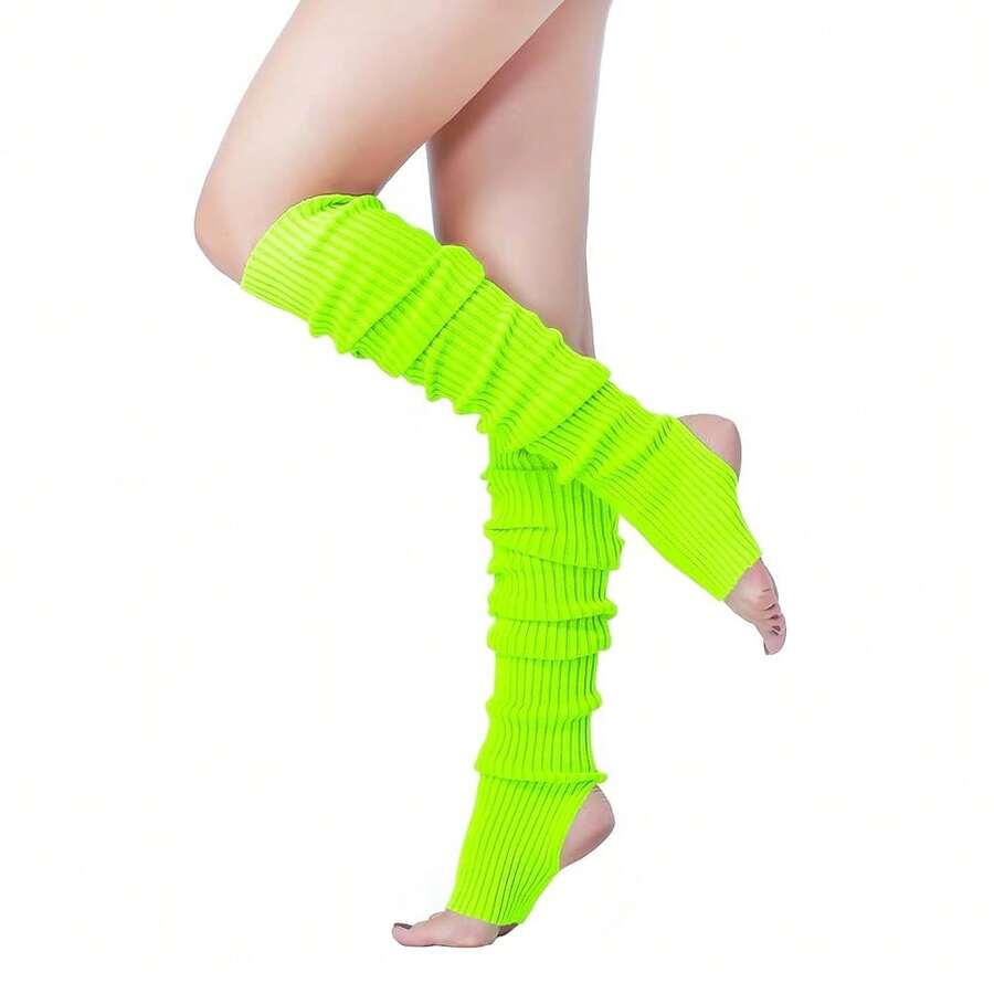 V28 Long Leg Warmer, Women's Men 80s Party Ribbed Knit Dance Sports{"Color_name":"Hole71-Flu"} - 多色29 - 查看 1