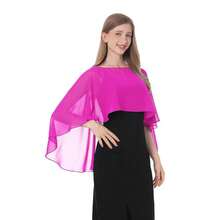 Baoqiya Women's Capelet Shawls And Wraps For Evening Dresses Soft Bridesmaid Shawl Chiffon Cape Wedding Cover Up{"Color_name":"DarkRose"} - 暗玫瑰 - 查看 1