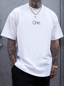 Men's Cotton Plus Size One Number T-Shirt Simple Basic Swag Streetwear Minimalist - White - View 2
