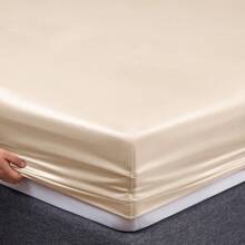 Silky Soft Pink Twin XL Satin Bed Sheets Set, 1 Deep Pocket Fitted Sheet + 1 Flat Sheet + 1 Pillowcase,  In 2025 - 米色 - 查看 6