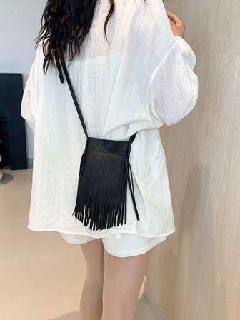 大容量流苏手提包韩版新款女包简约流行女士单肩包简约斜挎包开学季