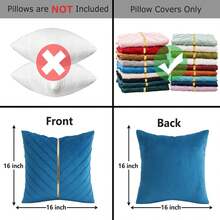 Navy Blue Velvet Throw Pillow Covers 18 X 18 Inch Pack Of 2 With Gold Leather Decor For Couch, Luxury Modern Pillowcases For Living Room, Bedroom Sofa Cushion Bed - 湖藍色 - 查看 2