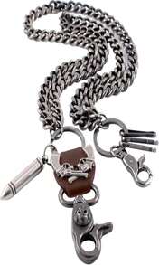 MiDube Long Wallet Chain Biker Punk Key Chains Hip Hop Skull Pant Heavy Waist Chain Suitable For Men's Jean Belt Loop Purse &Amp; Wallet Gothic Rock Cool Metal 236 Inch, Brown Head - 白色 - 查看 1