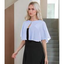 Women's Soft Chiffon Capelets Shawls And Wraps For Evening Wedding Cape Bole Cover Up{"Color_name":"LightBlue"} - 淺藍色 - 查看 4
