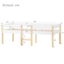 Children's Bed With Fall Protection, Solid Pine Wood, 90x190 Cm, White & Oak - White - View 2
