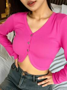 Women Cardigans - Hot Pink - View 3