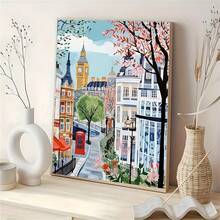 1 tấm tranh canvas phong cảnh treo tường - Áp phích hiện đại thời trung cổ sống động có hình ảnh biểu tượng đồng hồ Big Ben và xe buýt màu đỏ, hoàn hảo để trang trí phòng khách, phòng ngủ, văn phòng hoặc phòng tắm, trang trí nghệ thuật treo tường, áp phích nghệ thuật treo tường không khung cổ điển - Nhiều màu - Xem 3