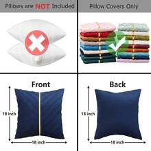 Navy Blue Velvet Throw Pillow Covers 18 X 18 Inch Pack Of 2 With Gold Leather Decor For Couch, Luxury Modern Pillowcases For Living Room, Bedroom Sofa Cushion Bed - 藏蓝色 - 查看 7