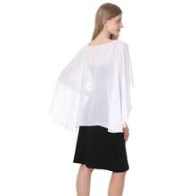 Baoqiya Women's Capelet Shawls And Wraps For Evening Dresses Soft Bridesmaid Shawl Chiffon Cape Wedding Cover Up{"Color_name":"Ivory"} - Ivory - 查看 6