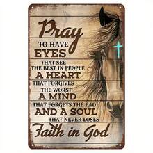 2D Flat, 1pc Vintage Western Horse Metal Wall Art Sign With Inspirational Prayer Quote - Rustic Farmhouse Decor, Frameless Iron Horse Head Design, 8x12 Inch, Easy Mounting Hardware Included, No Batteries/Electricity, For Home, Office, Church, Or Western-Themed Spaces - Faith-Based Inspirational Wall Decor, 2D Flat Tin Metal Sign With Motivational Horse-Shaped Retro Style, Bohemian Style Iron Wall Hanging For Indoor/Outdoor Use, Multi-Purpose Decorative Art Piece, Home Decor And - 彩色 - 查看 6