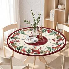 Water-Resistant Round Tablecloth With Elastic Edge For 40-44" Tables - Poison-santa - View 11