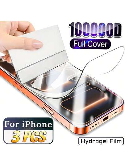 3 piezas Película hidrogel de cobertura completa compatible con iPhone 17 Pro Max/Air/16e/16/15/14/13/12/11/16 Pro Max/15 Pro Max/Plus Protector de pantalla para iPhone 17 Pro Max/X/XS/XS MAX/XR Película protectora suave, Protector de pantalla de hidrogel de fácil instalación, Protector de hidrogel para teléfonos Mini, Protector de pantalla de hidrogel para todos los teléfonos, Película resistente a los arañazos, Cobertura de borde a borde, Ajuste sin costuras, Película de alta calidad, Película para teléfonos, Accesorios para propietarios de teléfonos inteligentes