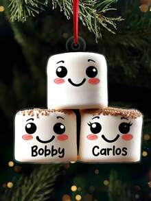 1 pièce Ornement de Noël personnalisé en forme de guimauve pour la famille Ornement de Noël souvenir personnalisé avec nom Mignon couple de guimauves Ornement pour enfants, parents, grands-parents Décoration unique Cadeau de Noël 2025 pour la famille, les amis, les couples et les bien-aimés Décorations de Noël Décoration de chambre Décoration d'automne Décorations de Noël Maison Décoration d'automne Maison Décoration de Noël