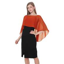 Baoqiya Women's Capelet Shawls And Wraps For Evening Dresses Soft Bridesmaid Shawl Chiffon Cape Wedding Cover Up{"Color_name":"Caramel"} - Caramel - 查看 3