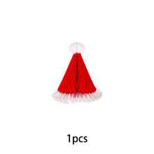 1/2/3pcs Festive Christmas Honeycomb Pendant Set - Colorful Paper Tree & Hat Bell Decorations For Winter & New Year Celebrations, Ideal For Holiday Tree Ornaments, Christmas Decorations