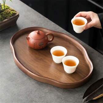 1pc Bamboo Wood Tray, For Storing Fruits, Snacks, Cookies, Suitable For Daily Use And Party Gatherings